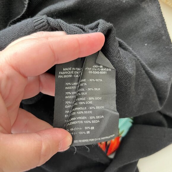 Prada Knit Wool Blend Rucjed V Neck Sheer Trim Self Tie Plunge Sweater - Picture 9 of 10